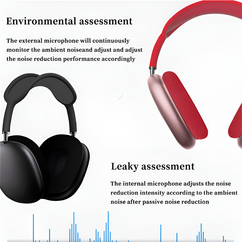 P9 Bluetooth Wireless Noise-Cancelling Stereo Headphones with Mic for Sports & Gaming