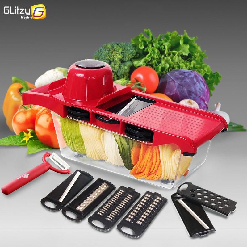 Slicer Vegetable Cutter Grater Chopper Six Interchangeable Blades With Hand Protector