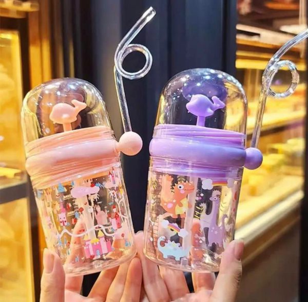 Children Whale Spray Cup Sippy Bottle Cartoon Baby With Sippy Kettle Outdoor Portable Children’s Cup