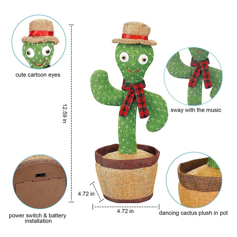 Electronic Rechargeable Shake Dancing Cactus Funny Singing Wriggle Dancing Educational Toy